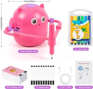 Robot de <span class=keywords><strong>dessin</strong></span> intelligent pour enfants, jouet éducatif Montessori en plastique, peinture, interaction vocale, mise au point automatique, musique interactive, cadeau pour garçons - Product Image 6
