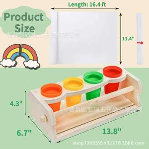 Home Wooden Children's Drawing Paper Holder, Drawing Paper <b>Roll</b> Rotating Stand, Desktop Drawing and Doodling <b>Tool</b> Set with Pen - Product Image 3