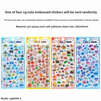 Autocollants en résine époxy mini-dôme scintillants, 4 thèmes mignons (aliments, animaux), décalcomanies 3D transparentes pour journal et décoration DIY
