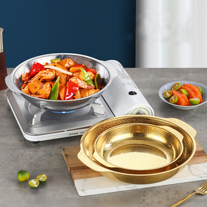 หม้อสแตนเลสสตีลเกาหลีแบบไม่ติด24ซม. สีทองทรงกลมดีไซน์หรูสำหรับทำอาหารซุป - Product Image 3