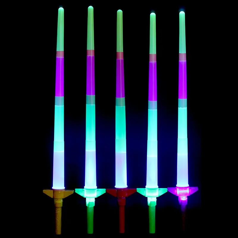 Carnival Kids Party Supplies RGB Light Telescoping Extensible 68cm Espada retráctil Juguete Fluorescencia Intermitente Resplandor Led Sticks