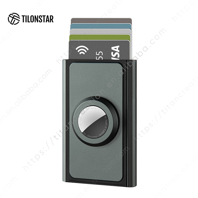 TILONSTAR TVC900at Custom Logo RFID Pop up Credit Card Holder Aluminum Card Holders for Airtag Case