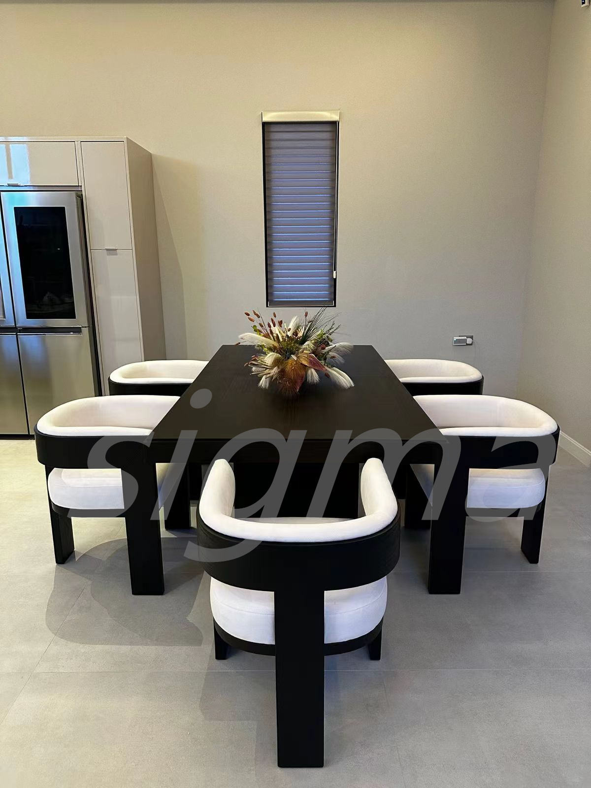 Indoor furniture kitchen restaurant customized luxury wood table and chairs dining set