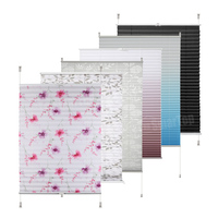 Persiana Plisada con Diseño Floral en Acuarela, Rosado y Morado, Tipo Acordeón, para Sala de Estar, Dormitorio, Guardería, Venta al Por Mayor, OEM