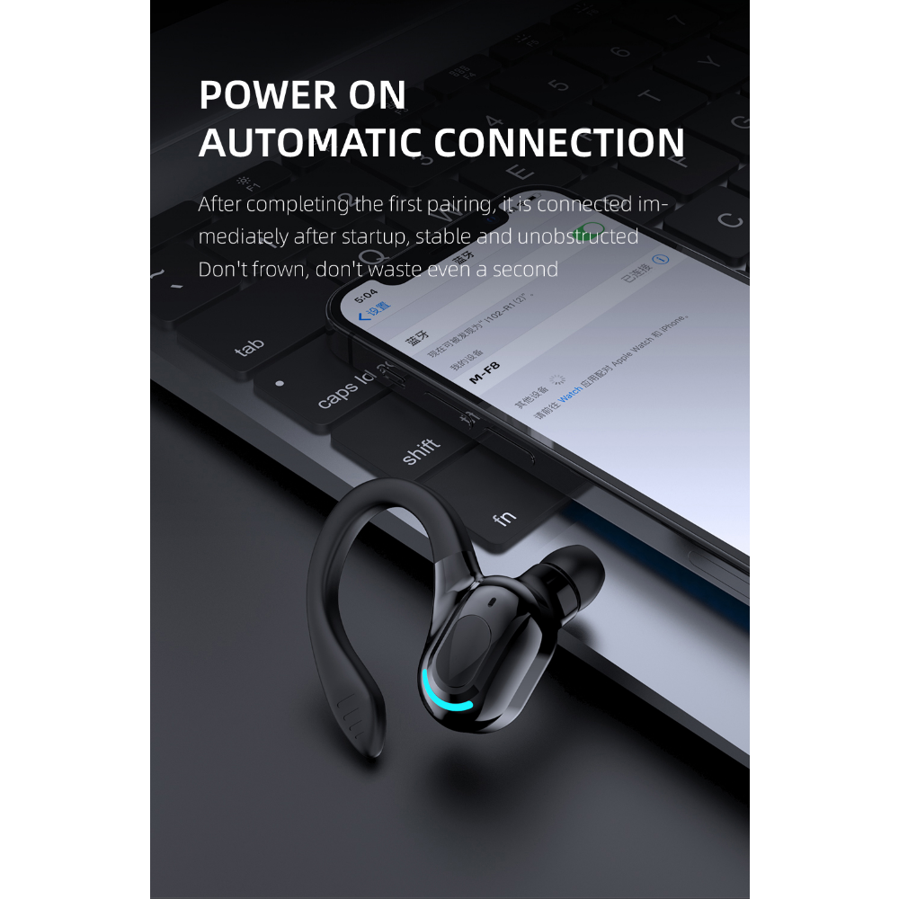 MF8 ワイヤレス Bluetooth イヤホン V5.2 シングル防水ハンギングミニ 