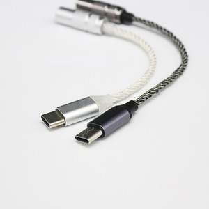 Cable adaptador de audio tipo C a 3,5 mm, trenzado, plateado, 13 cm, para accesorios de auriculares - Product Image 1