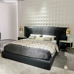 Gainsville King Size Camas de lujo con funda Estilo real Noble Elegante Cama de cuero Queen para apartamento de Villa - Product Image 4