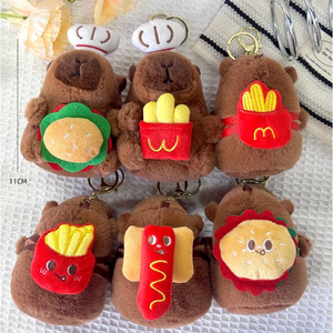 Set di portachiavi in peluche Zhicheng Capybara con cappello invernale, sciarpa e guanti per bambini, regalo a forma di cartone animato 3D - Product Image 3