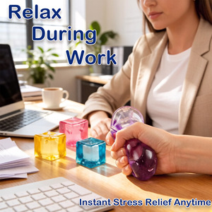 Cubo Antistress Morbido a Forma di Cubetto di Ghiaccio, Quadrato, Trasparente, in Silicone Elastico, Giocattolo Sensoriale Antistress per Ansia e Rilassamento, Ideale per Feste e Regali di Laurea - Product Image 4