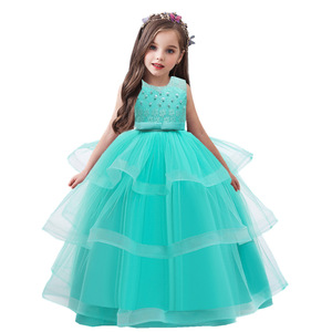 2021 wholesale child ball gown summer dress beautiful flower girl wedding party dresses - Product Image 5