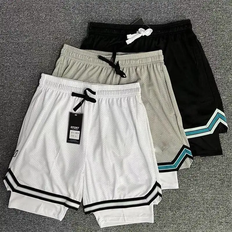 Qianzun Manufacturer men's 100 polyester sublimation sports gym thin double mesh basketball shorts with drawstring