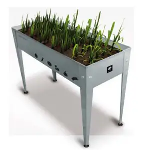 Kit de caja de maceta para exteriores más barata de fábrica, cama de jardín elevada de Metal con patas de ruedas con estante para verduras, flores, hierbas