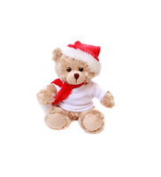 Ours en peluche de Noël à sublimation avec bonnet de Père Noël, animal en peluche personnalisé imprimé pour cadeau d'enfant