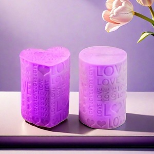 Heart Shaped Square Cylindrical Love Relief <b>Candle</b> <b>Mold</b> For Valentine's Day Decorative Plaster Ornament DIY Craft Making Kit - Product Image 3