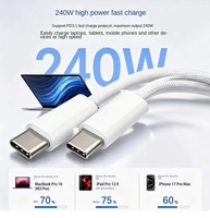 Cable de Carga Rápida de 240W con Doble Conector Tipo-C, Material TPE Trenzado, Transferencia de Datos, Conductor de Cobre Puro, 2m de Longitud para Móviles