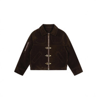 Veste courte unisexe en daim Maillard rétro vintage avec boucle avion et coutures déstructurées
