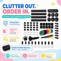 Kit de gestion des câbles, système d'organisation des cordons pour bureau, maison, bureau à domicile, avec manchons, clips en silicone, attaches adhésives pour TV, PC, jeux