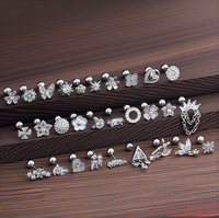 Anting Tusuk Wanita FanKe Bahan Stainless Steel Zirkon, Model Mikro Set Kecil Nan Indah