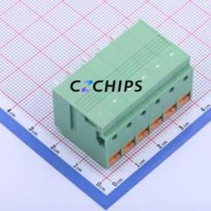 KF207R-6.35-6P Spring Terminal Block Bent Lead Through Hole,P=6.35mm Connector 1x6P 6.35mm Green 6P - Product Image 2