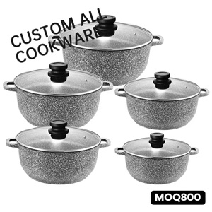 Lot de 10 casseroles en aluminium moulé sous pression, revêtement antiadhésif gris granit, pour usage courant, vente en gros - Product Image 5