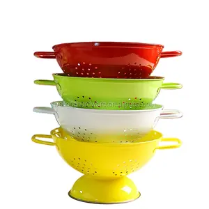 Vintage Men Kim Loại Trái Cây Colander Rau Rổ Nhà Bếp Lọc Với Tay Cầm Đôi