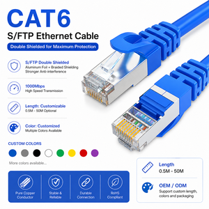 Cable Ethernet Cat6 S/FTP Personalizado, 28AWG, Cobre Desnudo, RJ45, Cable de Conexión LAN, Cable de Red Blindado, 3FT-100FT, OEM, ODM - Product Image 1
