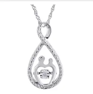 Fashion Jewelry 14K White Gold Dancing Diamond Heart Shape Infinity Cross Necklace For Women