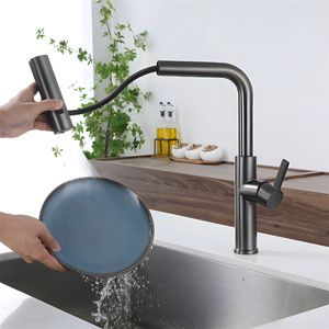 Kitchen Pull Out Faucet Stainless Steel Single Handle Modern Design Deck <b>Mounted</b> With Ceramic Valve Core For Sink Basin - Product Image 1