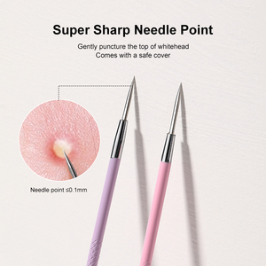 LMLTOP Ensemble professionnel de 2 aiguilles pour éliminer les points noirs, en acier inoxydable, outil de traitement de l'acné, <span class=keywords><strong>extraction</strong></span> du visage et du nez - Product Image 4