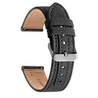 Win-Win 20mm correa de reloj de liberación rápida Lona de nailon con ribete de cuero para Huawei Samsung correa de reloj Universal con hebilla mate