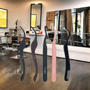 Pinzas para Pestañas de Acero Inoxidable Duraderas de Marca Privada, con Punta Curva y Suave, con Peine - Product Image 3