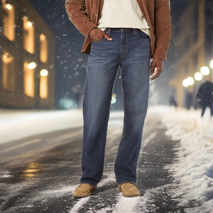 Jean en denim bleu coupe droite pour homme, pantalon tissé pour le streetwear quotidien, prix de gros, conception personnalisée OEM, respirant - Product Image 2