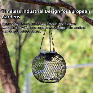 따뜻한 흰색 LED 에디슨 전구 야외 정원/파티오/나무 장식과 태양 광 매달려 금속 케이지 랜턴 - Product Image 2