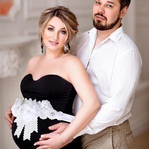 Ceinture de maternité bohème en dentelle blanche pour baby shower, thème floral, ceinture de ventre pour future maman, <span class=keywords><strong>décorations</strong></span> de fête - Product Image 2