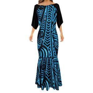 Low Price <strong>Custom</strong> Papua New Guinea Mermaid <strong>Dress</strong> Pacific Island Art Design Long Bodycon Fishtail <strong>Dresses</strong> Plus Size Women Clothing - Product Image 3