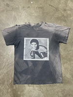 Camiseta de Manga Corta para Hombre, Estilo Vintage, Lavado Ácido, con Estampado Gráfico Cuadrado, Personalizada al por Mayor