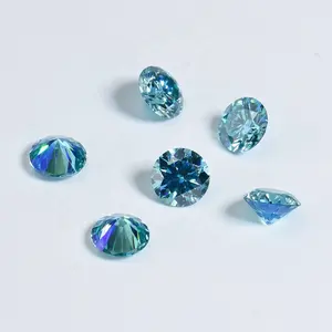 Xingyue Factory Price High Quality Plated Colored Moissanite Loose 1carat Round Shape Aquamarine Moissanite Stones