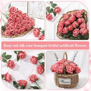 Flores Artificiales al por Mayor, <span class=keywords><strong>Pétalos</strong></span> de Rosa de Seda Artificiales, Rosas de Tallo Largo para el Día de San Valentín, Ramo de Boda, Decoración para Fiestas en Casa - Product Image 4