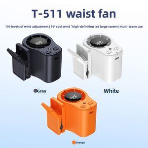 พัดลมคาดเอวแบบพกพา รุ่น T-511 ชาร์จผ่าน USB ความจุแบตเตอรี่ขนาดใหญ่ ฟังก์ชั่นหลากหลาย หน้าจอดิจิตอล วัสดุพลาสติก ABS ขนาดเล็ก เหมาะสำหรับใช้งานกลางแจ้ง - Product Image 4