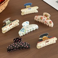 Pince à cheveux personnalisable, faite main, élégante, en acétate écologique, motif pétale et dessin animé chien requin, pour femmes, queues de cheval hautes et tresses arrière