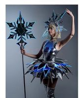Costume LED Lumineux Reine des Neiges Argentée, Tenue Futuriste Flocon de Neige Miroir pour Performance Gogo en Boîte de Nuit