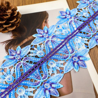 Ruban large soluble dans l'eau, luxueux, tissé, coloré, avec broderie de fleurs et de sequins, pour accessoires de couture de vêtements