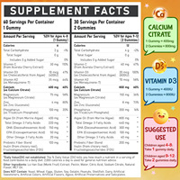 Gummies de Calcium D3&K2 Haute Puissance pour Enfants, 60 Unités, avec Oméga-3, Zinc et Probiotiques pour le Soutien Osseux et Immunitaire, Complément Alimentaire OEM&ODM