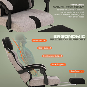 Silla Gamer de Alta Gama 2026, Estilo <span class=keywords><strong>Gaming</strong></span> con Respaldo Alto, Cojín Grueso de <span class=keywords><strong>Tela</strong></span> y Reposapiés para Adolescentes - Product Image 6