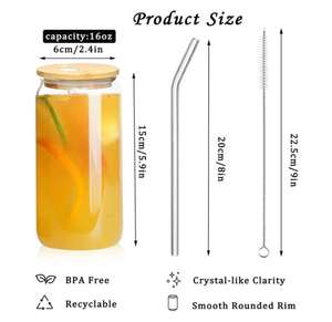 <span class=keywords><strong>6</strong></span> pièces 16oz bière peut <span class=keywords><strong>verre</strong></span> avec couvercles et paille peut en forme de <span class=keywords><strong>verre</strong></span> tasses verres à bière pour Cocktail Whisky - Product Image 3