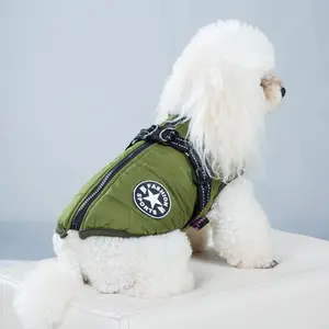 Outdoor Custom Stripe Pet Dog Coat Reflective Waterproof Winter Warm Dog Jacket Clothes With Harness