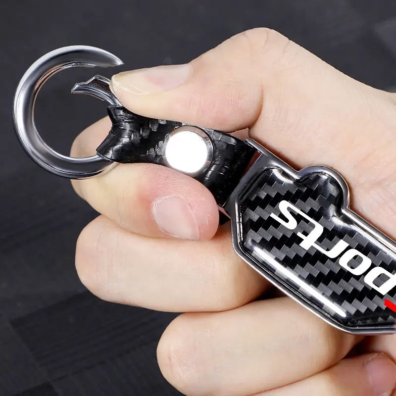 Porte-clés en métal pour voiture avec logo personnalisé d'usine Accessoires automobiles Porte-clés en fibre de carbone de style personnalisé pour voitures