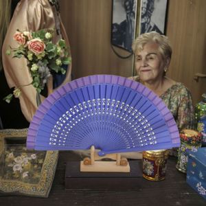 พัดไม้ไผ่พิมพ์โลโก้ตามสั่ง ลายดอกไม้สีขาว ศิลปะพื้นบ้าน พับได้ พกพาสะดวก ของตกแต่งบ้าน ของขวัญส่งเสริมการขาย 101 ชิ้นต่อชุด - Product Image 2