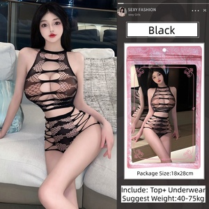Conjunto de lencería sexy de malla transparente con aberturas para mujer 2026, body de dos piezas con diseño de red - Product Image 6