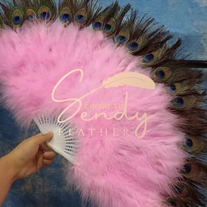พัดทำมือขนนุ่มขน<span class=keywords><strong>นกยูง</strong></span>สำหรับงานปาร์ตี้การแสดงบนเวทีงานแต่งงาน - Product Image 6